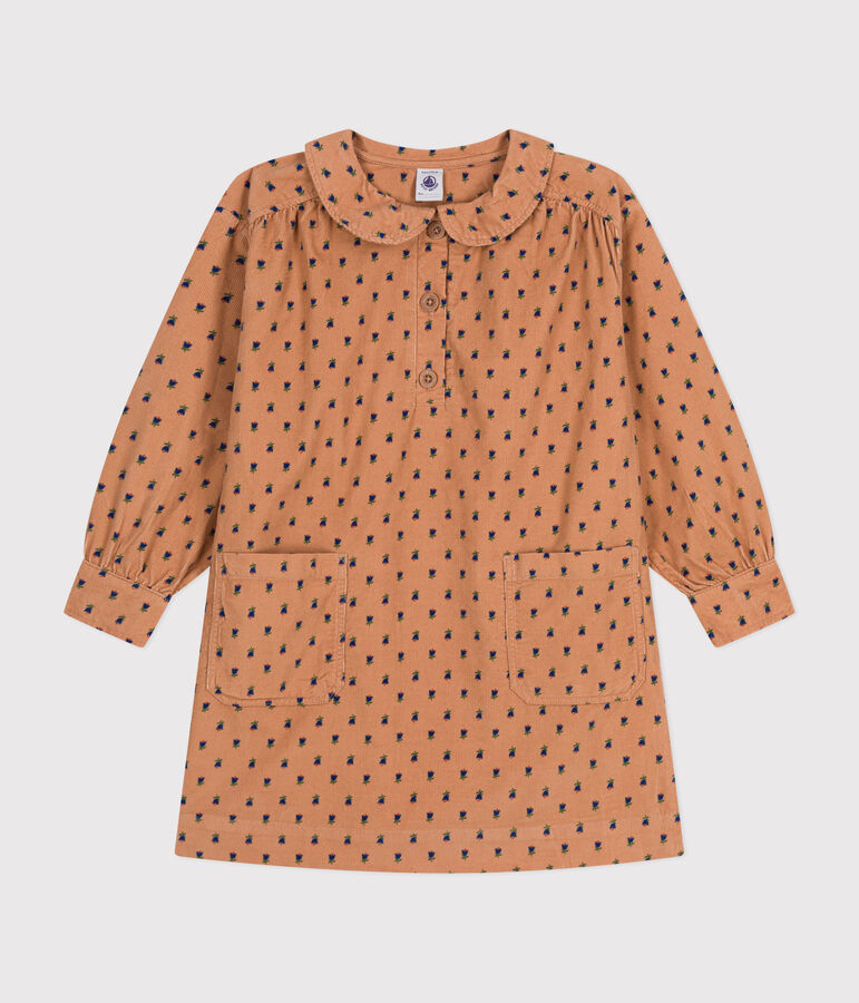 Vestido de manga larga de terciopelo con flores de ni&ntilde;a rosa/multicolor