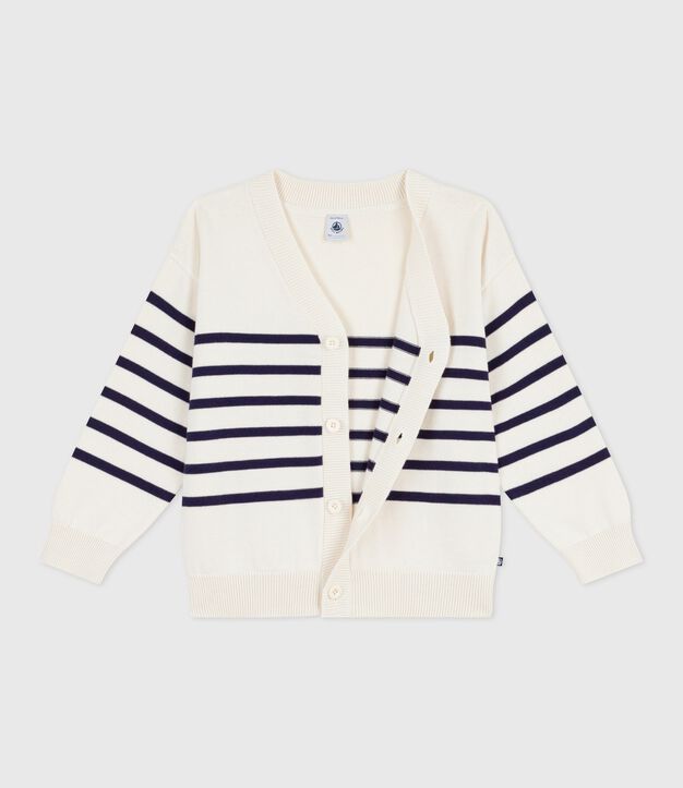 C&aacute;rdigan infantil de algod&oacute;n a rayas azul/azul