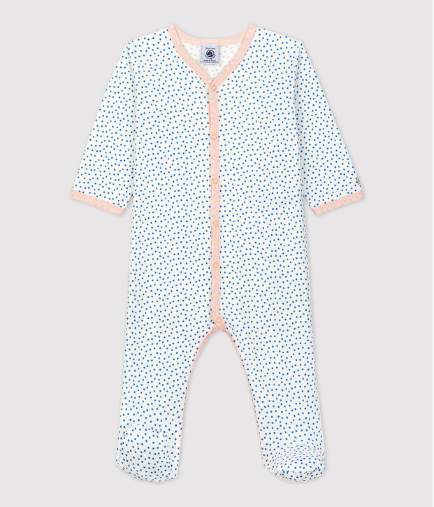 Pelele de beb&eacute; de algod&oacute;n org&aacute;nico blanco/azul
