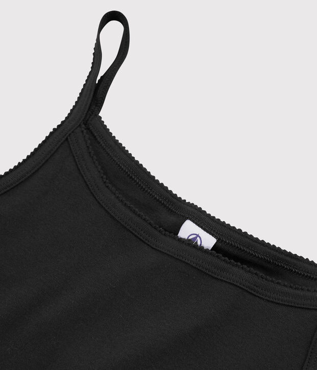 Camiseta de tirantes emblem&aacute;tica de algod&oacute;n de mujer negro
