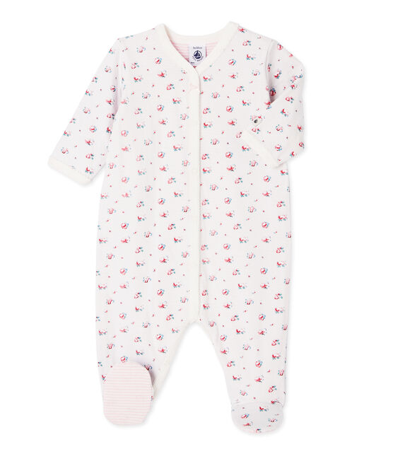 Pijama estampado en túbico para bebé niña azul BOCAL/blanco MULTICO