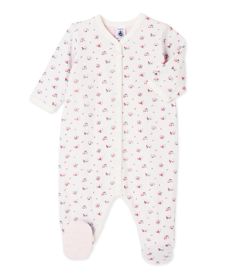 Pijama estampado en t&uacute;bico para beb&eacute; ni&ntilde;a azul BOCAL/blanco MULTICO