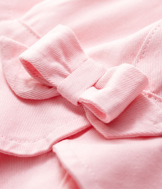 Capelina con lazo de sarga lisa de bebé niña. rosa FLEUR