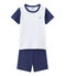Pijama corto bicolor para niño azul CHALOUPE/blanco ECUME