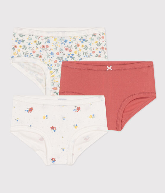 Juego de 3 braguitas infantiles de algodón con flores de talle alto variante 1