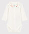 Body con cuello bordado de bebé de algodón biológico blanco MARSHMALLOW
