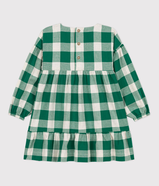 Vestido a cuadros de manga larga de franela de niña MATCHA/ AVALANCHE