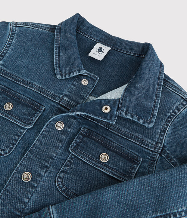 Chaqueta de tejido vaquero org&aacute;nico de ni&ntilde;a/ni&ntilde;o azul