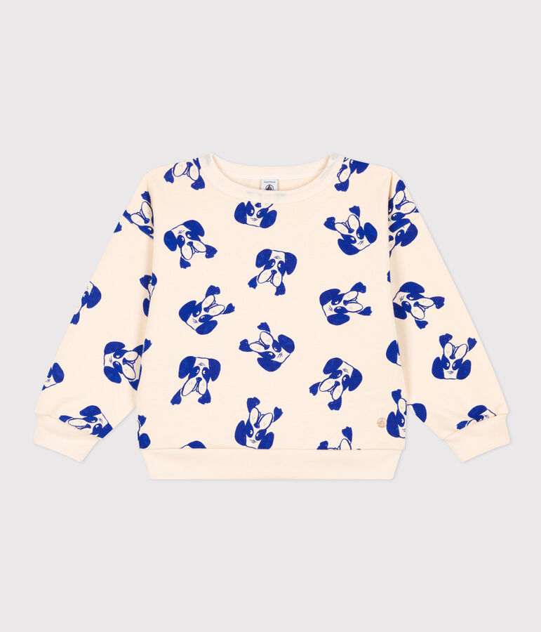 Sudadera estampada de mulet&oacute;n de ni&ntilde;a/ni&ntilde;o crudo/azul