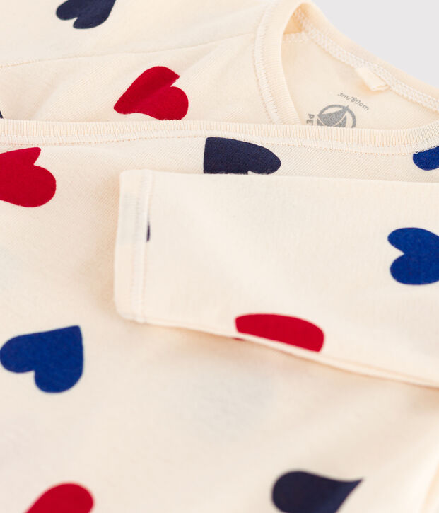 Pijama de algod&oacute;n con corazones para beb&eacute; crudo/multicolor