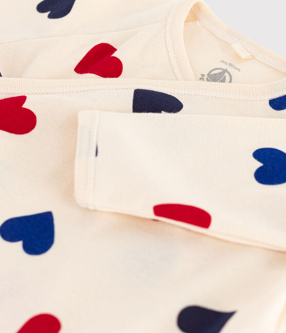 Pijama de algodón con corazones para bebé blanco AVALANCHE/ MULTICO