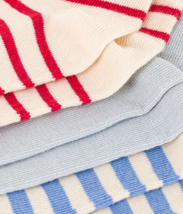 Juego de 3 pares de calcetines de punto de algod&oacute;n con rayas para ni&ntilde;os multicolor
