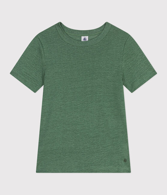 Camiseta de lino de manga corta para mujer verde PALMERAIE