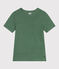 Camiseta de lino de manga corta para mujer verde PALMERAIE