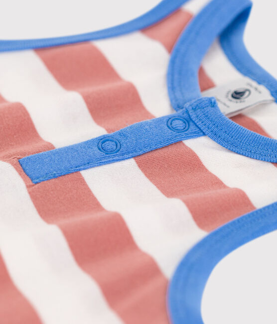 Mono corto a rayas de jersey de bebé rosa PAPAYE/ MARSHMALLOW