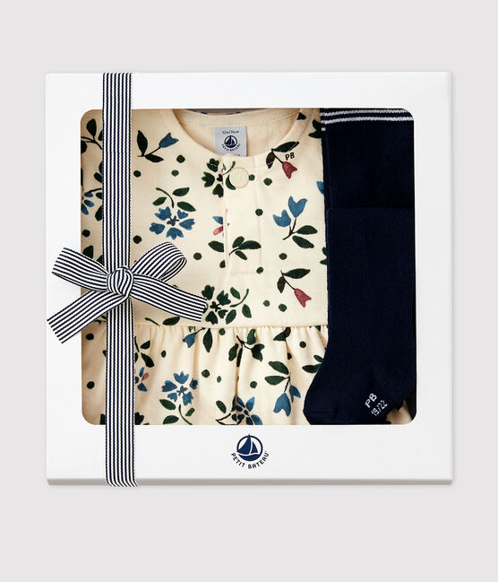 Estuche de regalo con vestido y leotardos para bebé variante 1