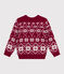 Jersey infantil de lana y algodón con estampados rojo AMARANTE/ AVALANCHE