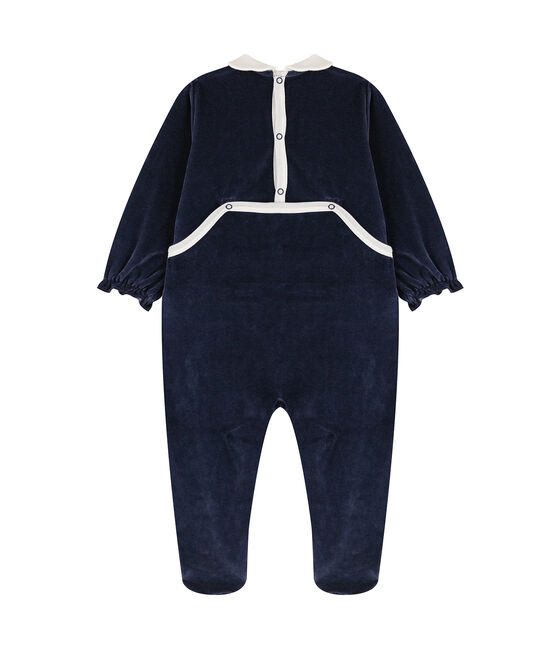 Pelele de terciopelo con cuello para bebé azul SMOKING