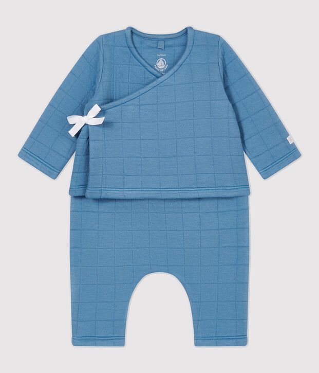 Conjunto de 2 prendas de beb&eacute; acolchadas de algod&oacute;n org&aacute;nico azul