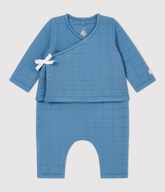 Conjunto de 2 prendas de bebé acolchadas de algodón orgánico azul POLOCHON