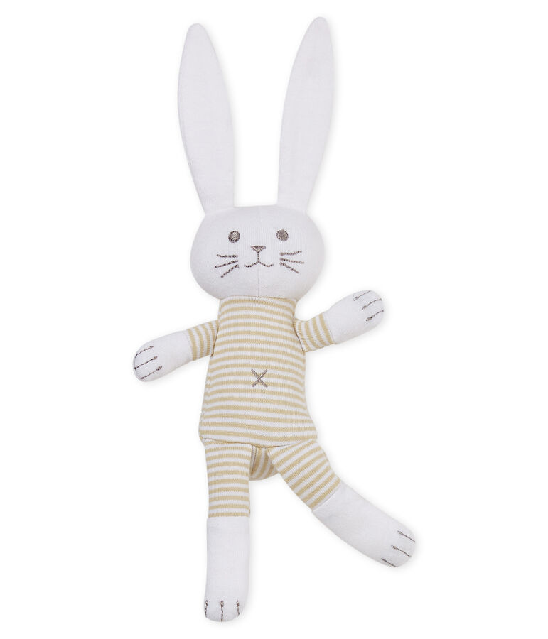 Peluche de conejo para beb&eacute; de jersey gris/blanco