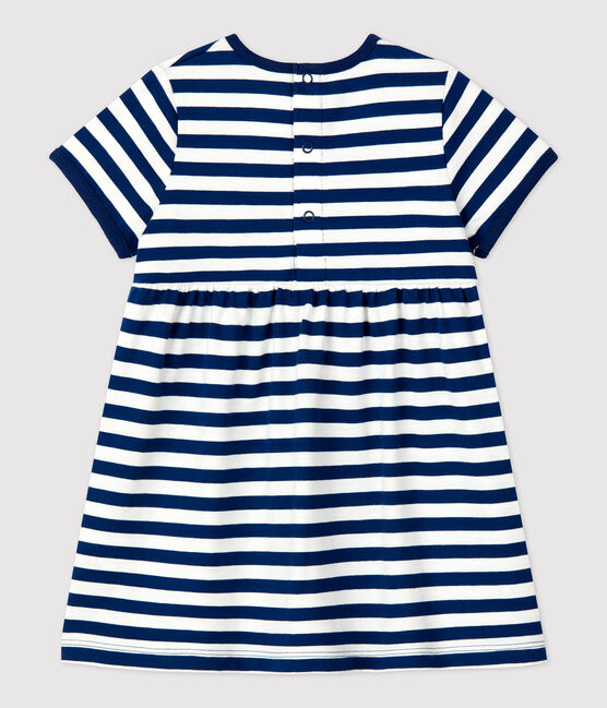 Vestido de bebé de manga corta a rayas de jersey  azul MEDIEVAL/blanco MARSHMALLOW