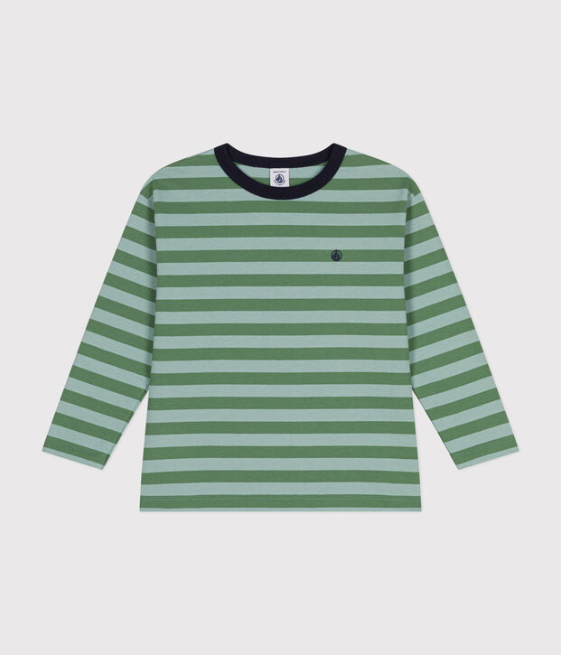 Camiseta de manga larga de punto fino para ni&ntilde;o verde/verde