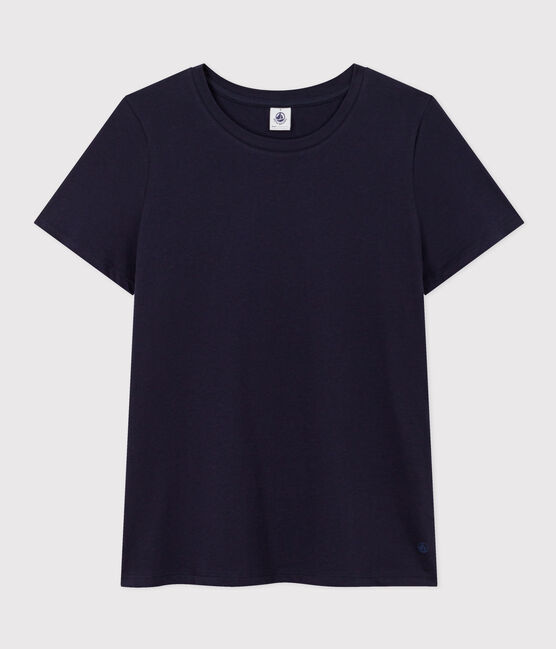 Camiseta LA RECTA de algodón con cuello redondo para mujer azul SMOKING