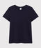 Camiseta LA RECTA de algodón con cuello redondo para mujer azul SMOKING