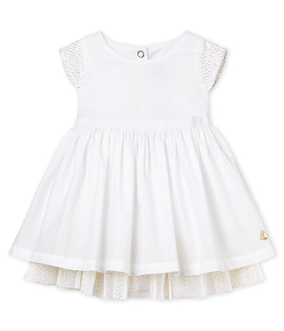 Vestido de manga corta de ceremonia para bebé niña blanco ECUME