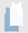 Lote de 2 camisetas de tirantes de mil rayas azules de algodón ecológico de niño variante 1