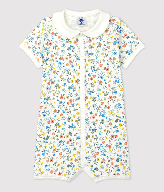 Pelele corto con flores de bebé de algodón blanco MARSHMALLOW/blanco MULTICO