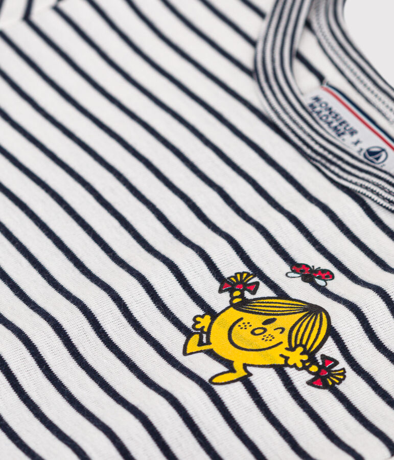 Vestido Monsieur Madame de algod&oacute;n de ni&ntilde;a blanco/azul