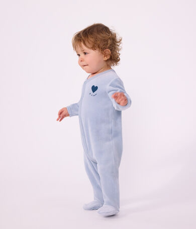 Pijama de terciopelo liso con estampado para beb&eacute;