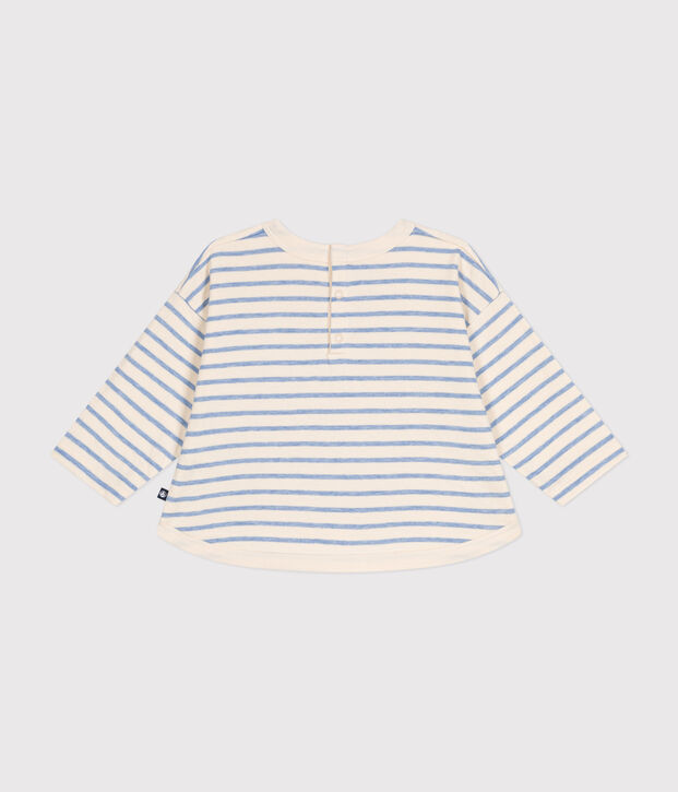 Camiseta de manga larga de t&uacute;bico para beb&eacute; crudo/azul