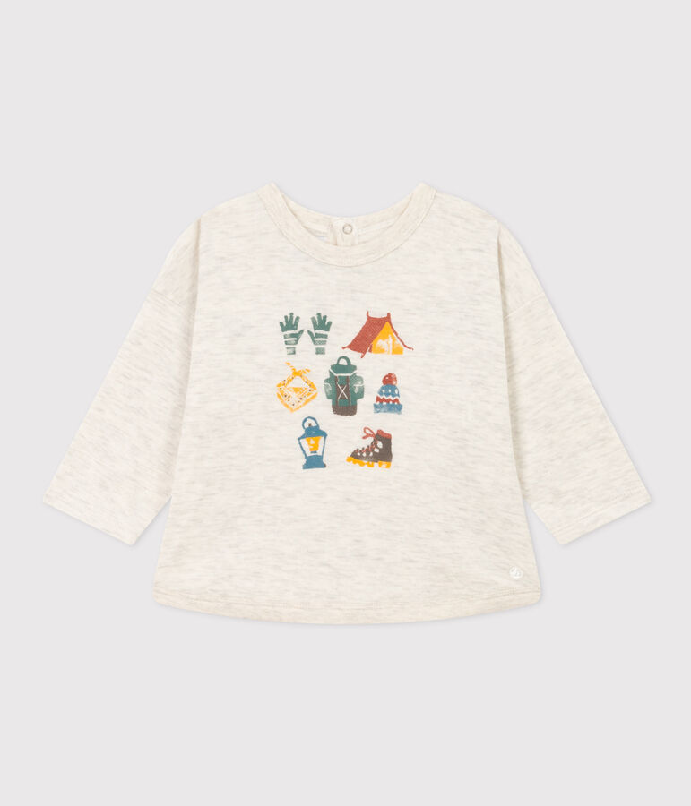 Camiseta de manga larga de t&uacute;bico para beb&eacute; beige