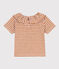 Blusa de punto flameado de manga corta a rayas para bebé TOAST/ DOLL