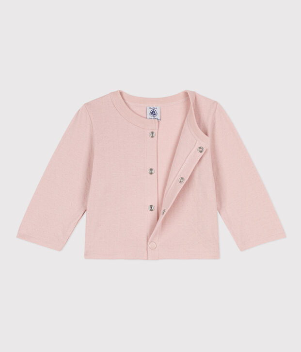 C&aacute;rdigan liso de t&uacute;bico para beb&eacute; rosa