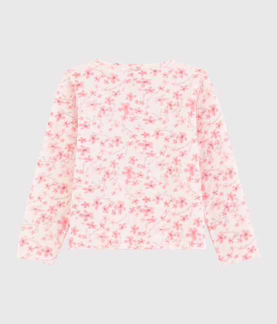 Rebeca de punto de piqué de niña rosa FLEUR/blanco MULTICO