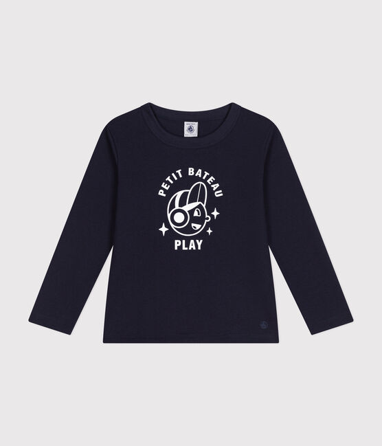 Camiseta de manga larga de punto fino para niño azul SMOKING