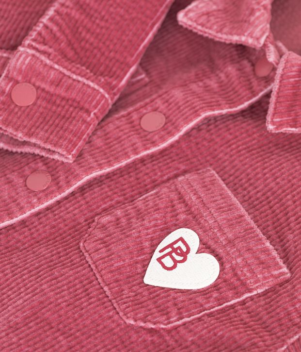Camisa infantil lisa de terciopelo rosa
