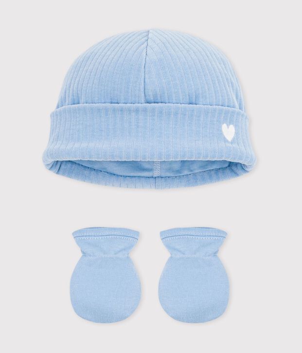 Juego de gorro y manoplas de algod&oacute;n para beb&eacute; multicolor