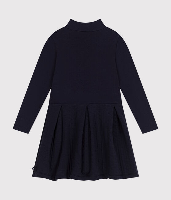 Vestido de manga larga infantil liso para niña azul SMOKING