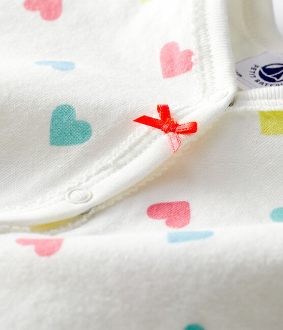Pijama de bebé sin pies en túbico para niña blanco MARSHMALLOW/blanco MULTICO