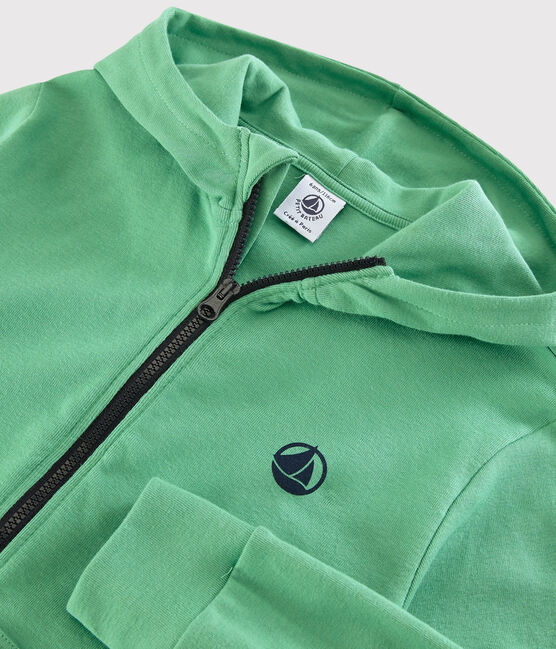 Sudadera con cremallera y capucha de algodón de niño verde ALOEVERA