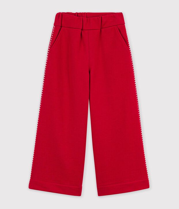 Pantal&oacute;n infantil de jogging wide leg de algod&oacute;n rojo