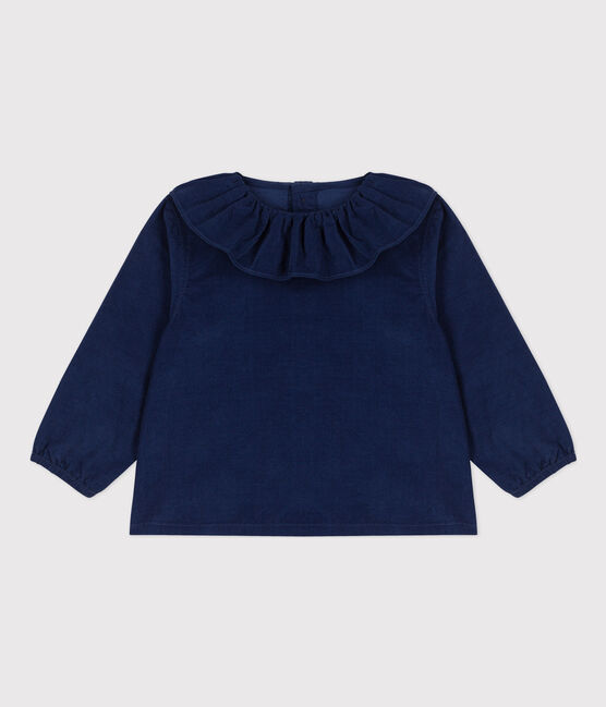 Blusa de micro pana de manga larga para bebé BLEU FONCE