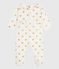 Pijama de terciopelo con abertura trasera y estampado de corazones dorados para bebé MILK/ DORE