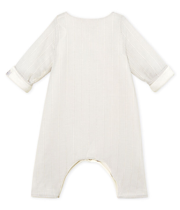 Mono largo de rayas para beb&eacute; ni&ntilde;o blanco/gris