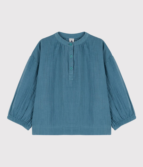 Blusa de gasa de algodón de niña azul ROVER